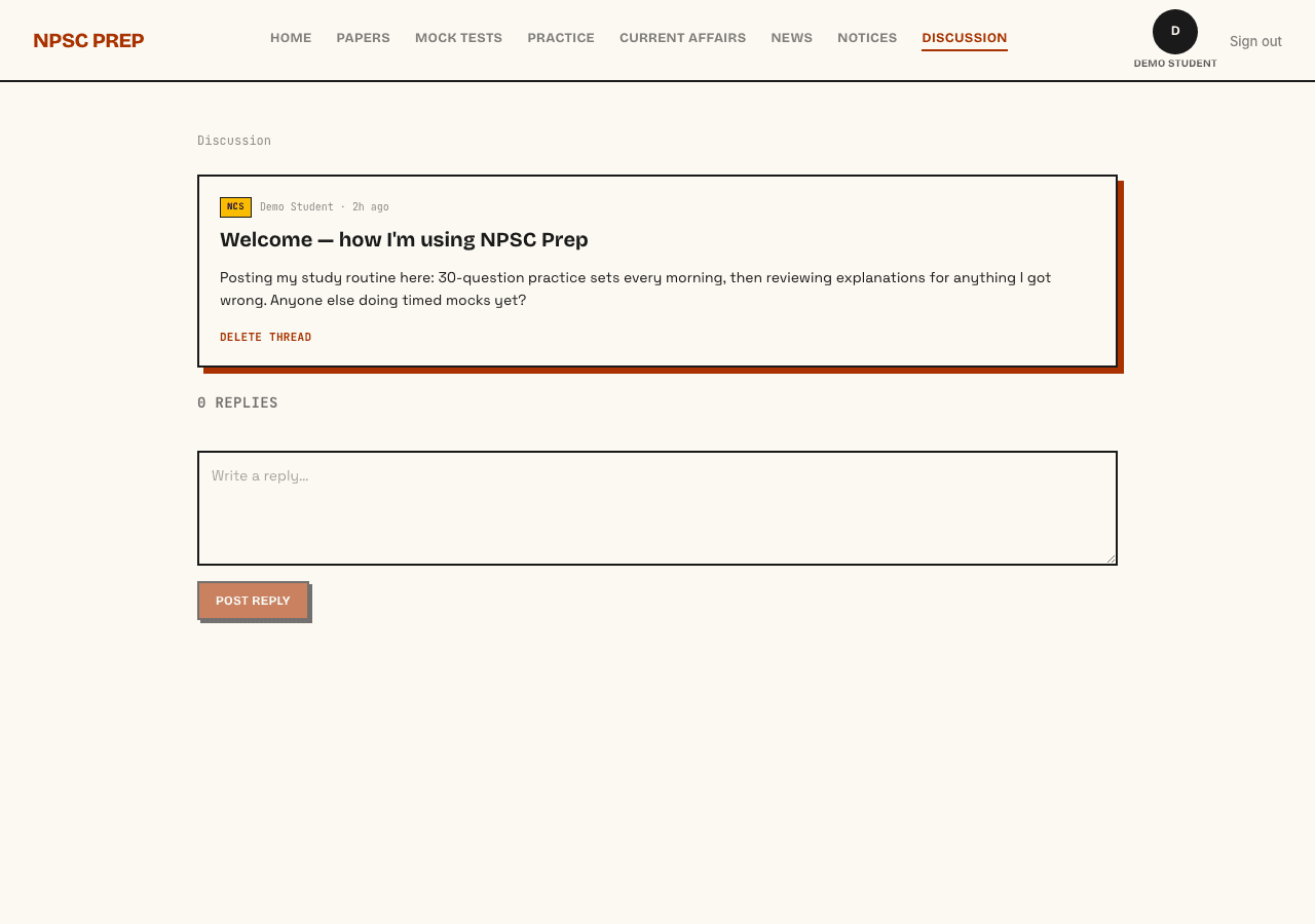 NPSC Prep discussion forum thread